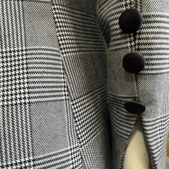NANETTE LEPORE Glen Check plaid satin shawl collar longline blazer women’s 8 - Picture 6 of 12